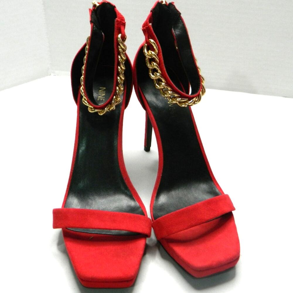 Nine West Gold Red Velvet Heels